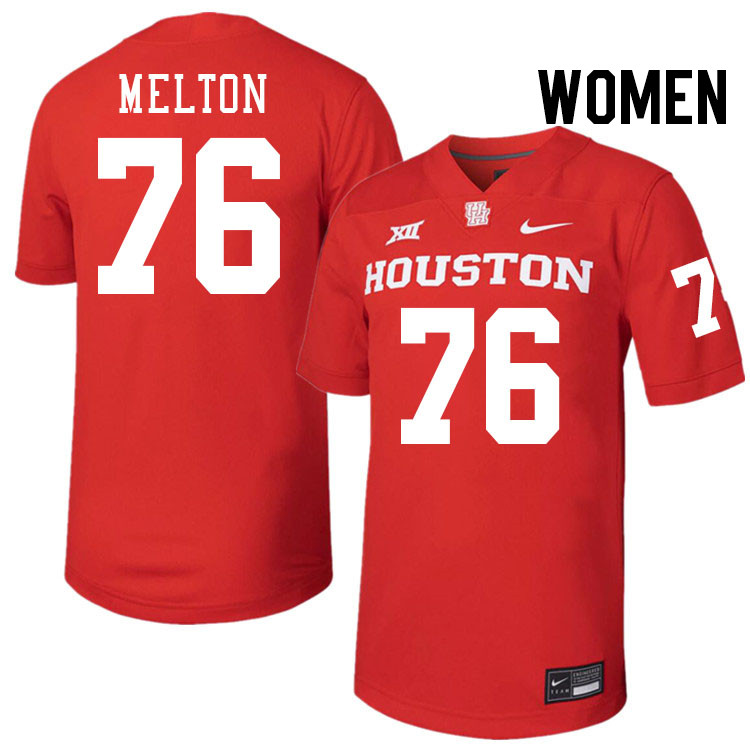 Women #76 Cedric Melton Houston Cougars College Football Jerseys Stitched-Red